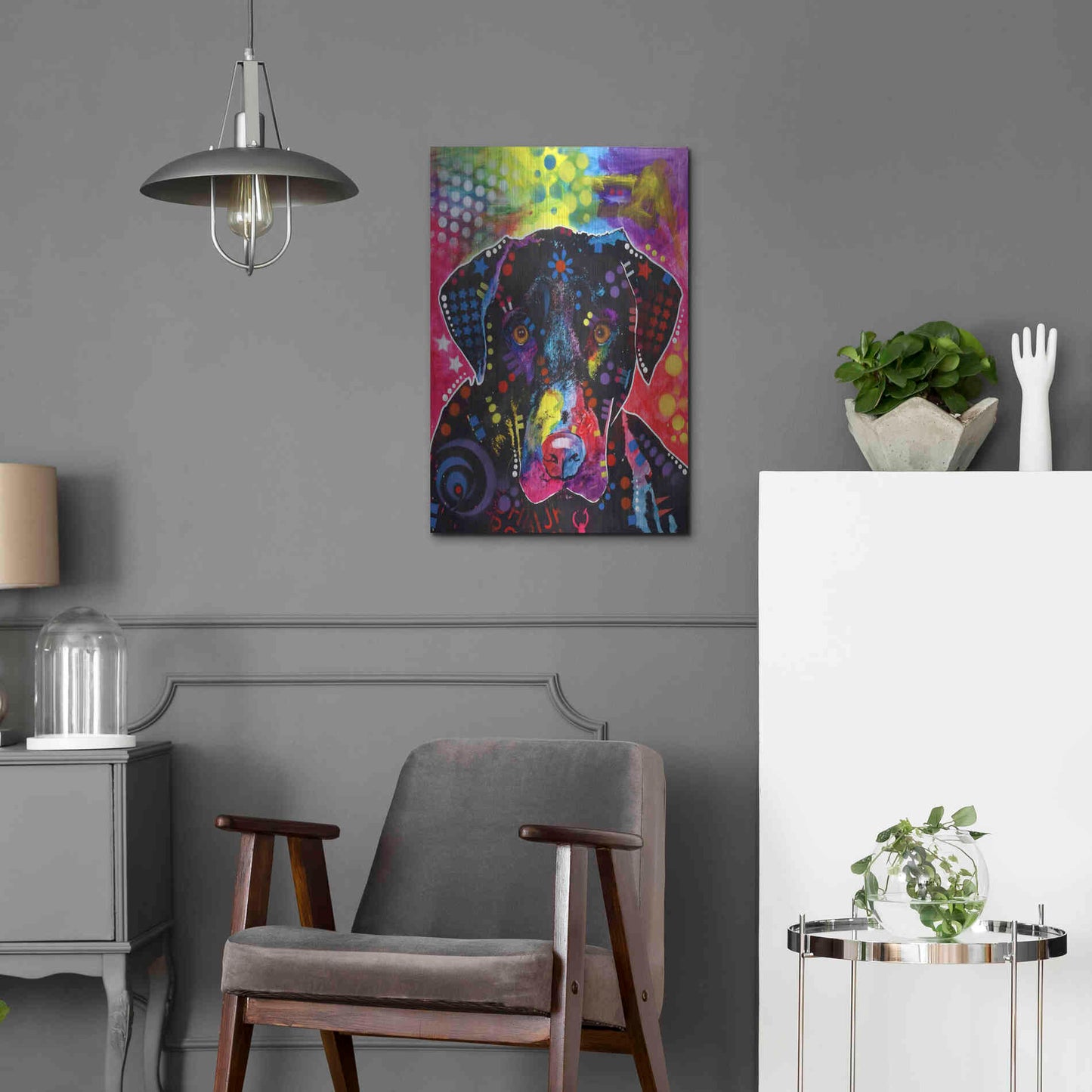 Luxe Metal Art 'The Labrador' by Dean Russo, Metal Wall Art,16x24