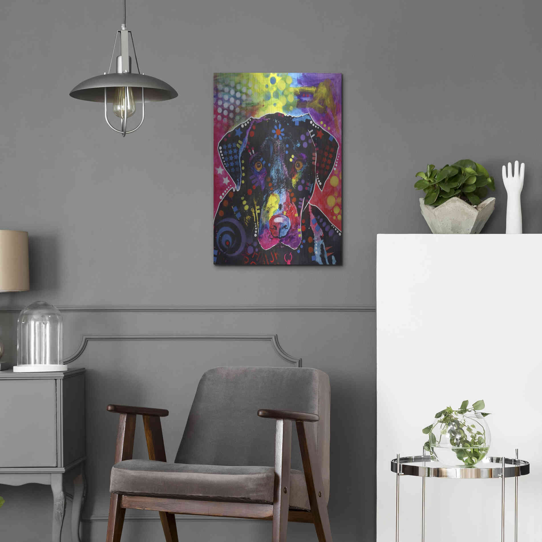 Luxe Metal Art 'The Labrador' by Dean Russo, Metal Wall Art,16x24