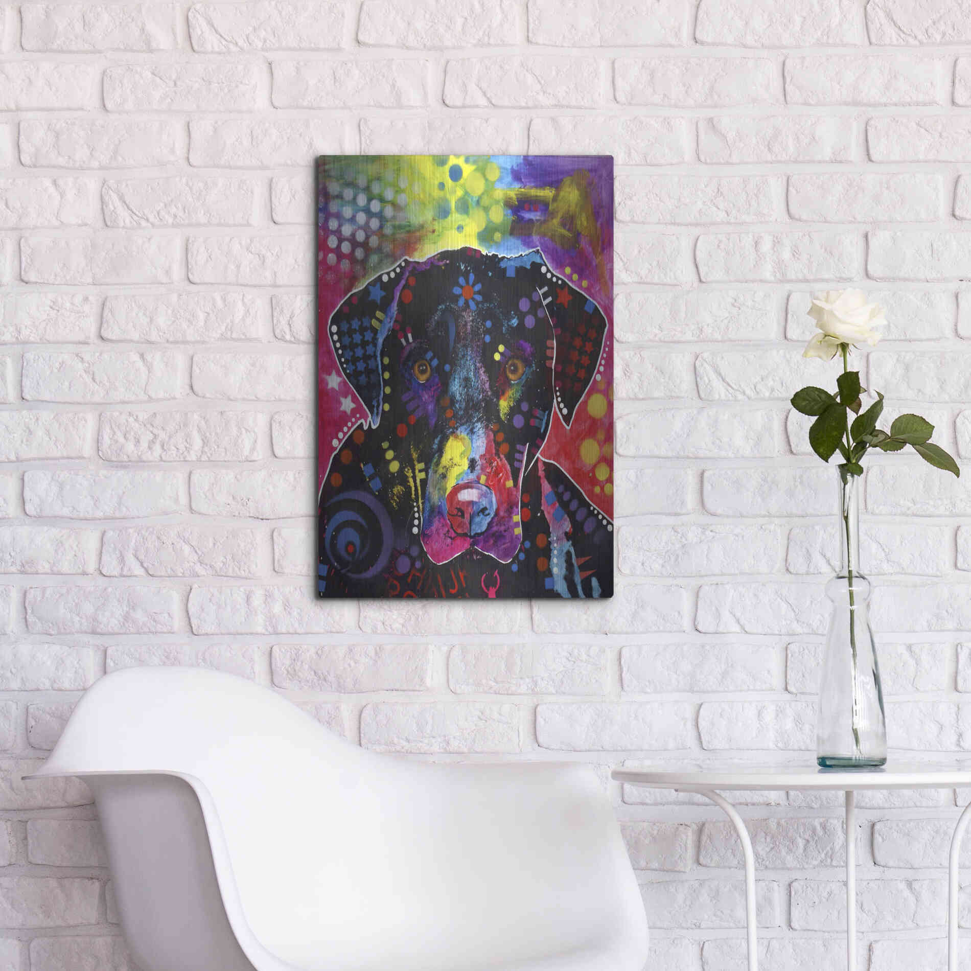 Luxe Metal Art 'The Labrador' by Dean Russo, Metal Wall Art,16x24