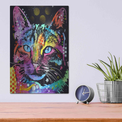 Luxe Metal Art 'Thoughtful Cat' by Dean Russo, Metal Wall Art,12x16