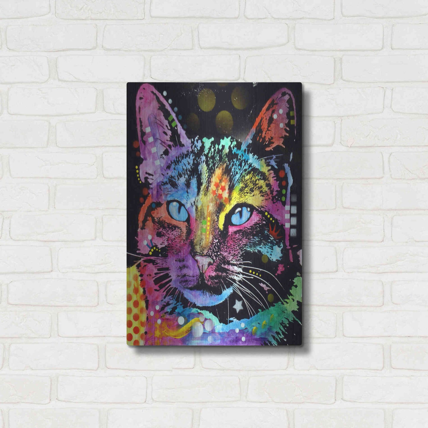 Luxe Metal Art 'Thoughtful Cat' by Dean Russo, Metal Wall Art,16x24