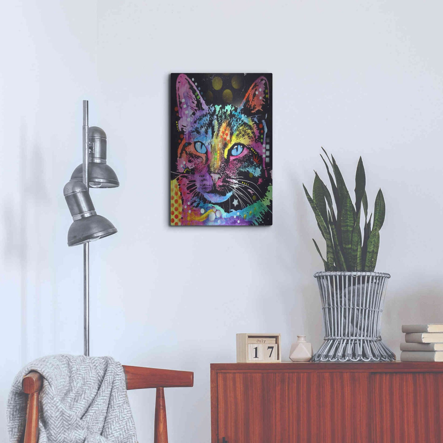 Luxe Metal Art 'Thoughtful Cat' by Dean Russo, Metal Wall Art,16x24