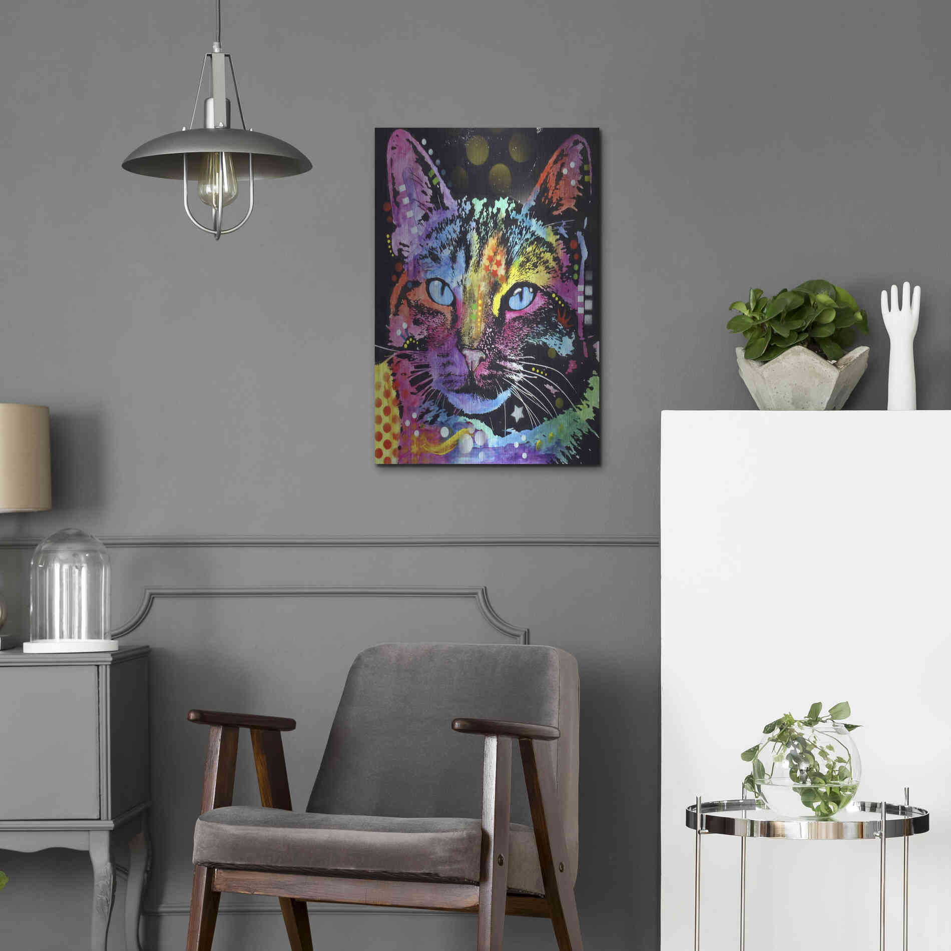 Luxe Metal Art 'Thoughtful Cat' by Dean Russo, Metal Wall Art,16x24