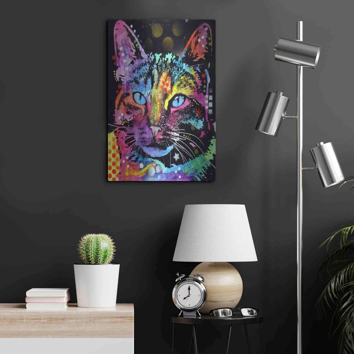 Luxe Metal Art 'Thoughtful Cat' by Dean Russo, Metal Wall Art,16x24