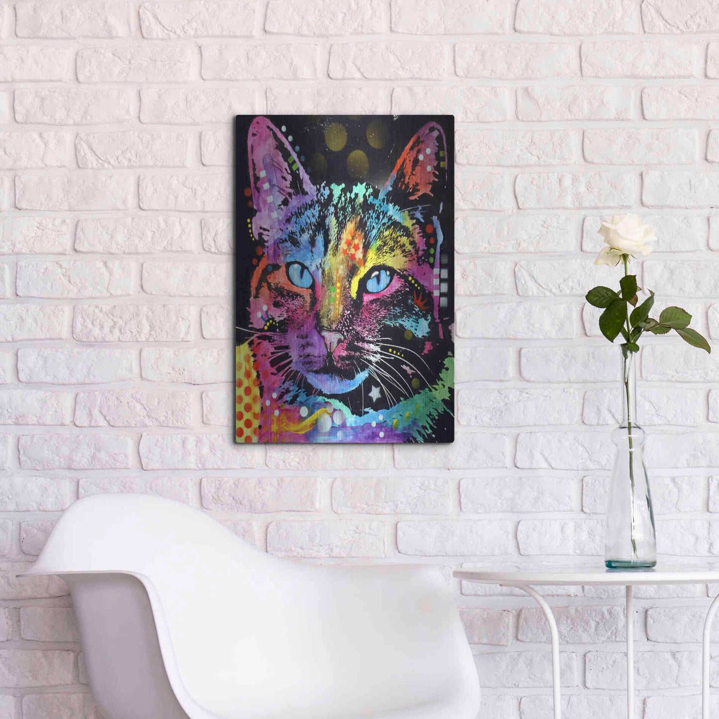 Luxe Metal Art 'Thoughtful Cat' by Dean Russo, Metal Wall Art,16x24