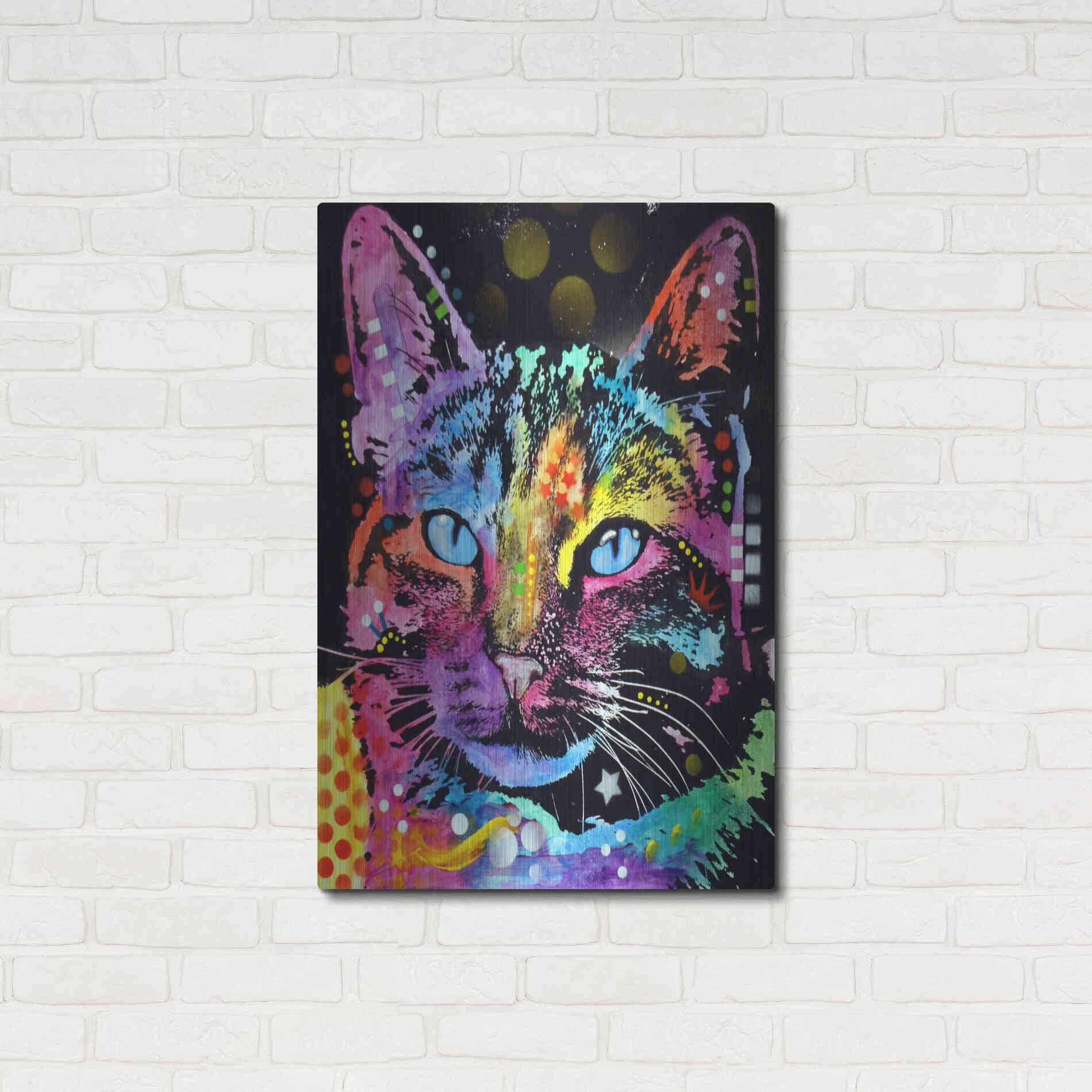 Luxe Metal Art 'Thoughtful Cat' by Dean Russo, Metal Wall Art,24x36