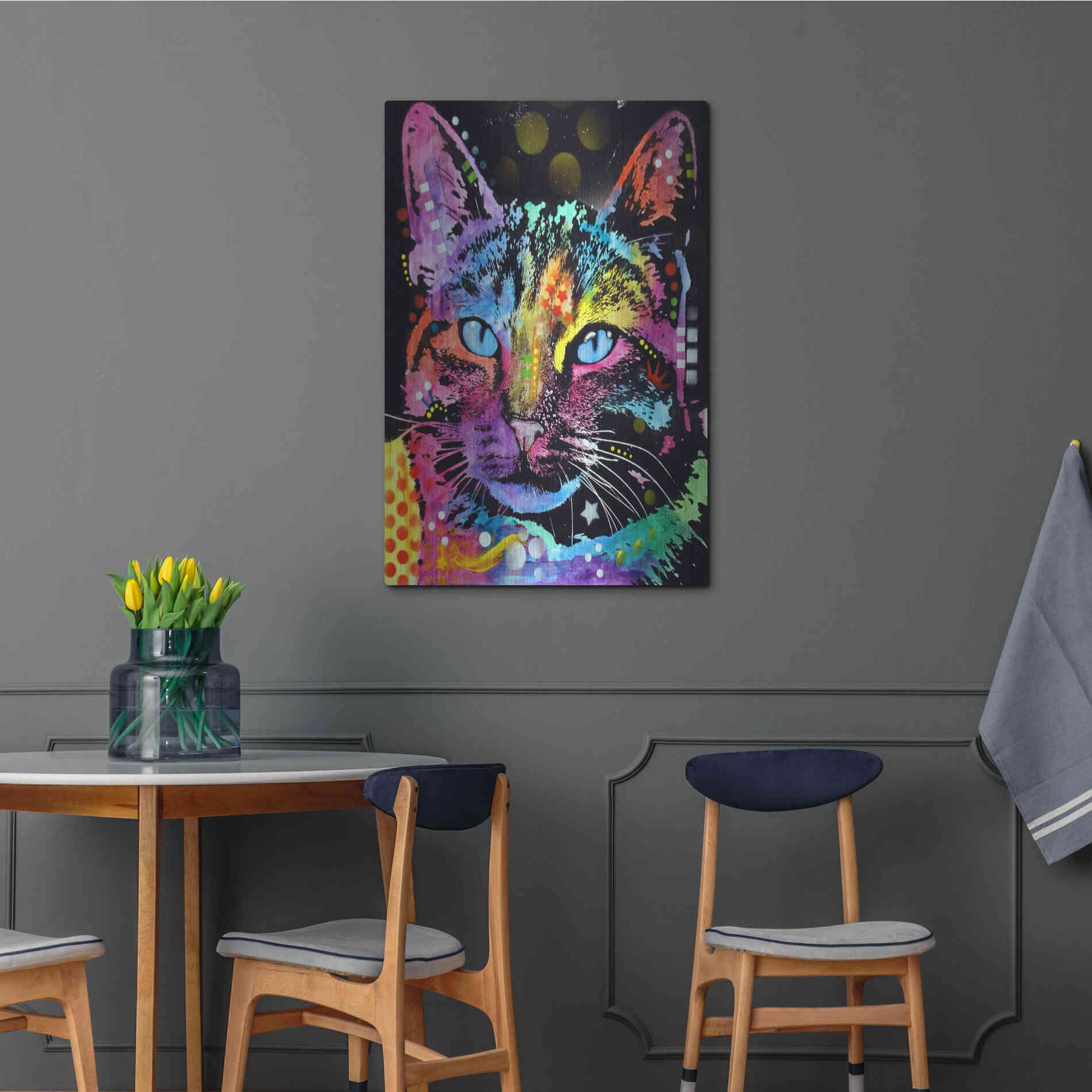 Luxe Metal Art 'Thoughtful Cat' by Dean Russo, Metal Wall Art,24x36