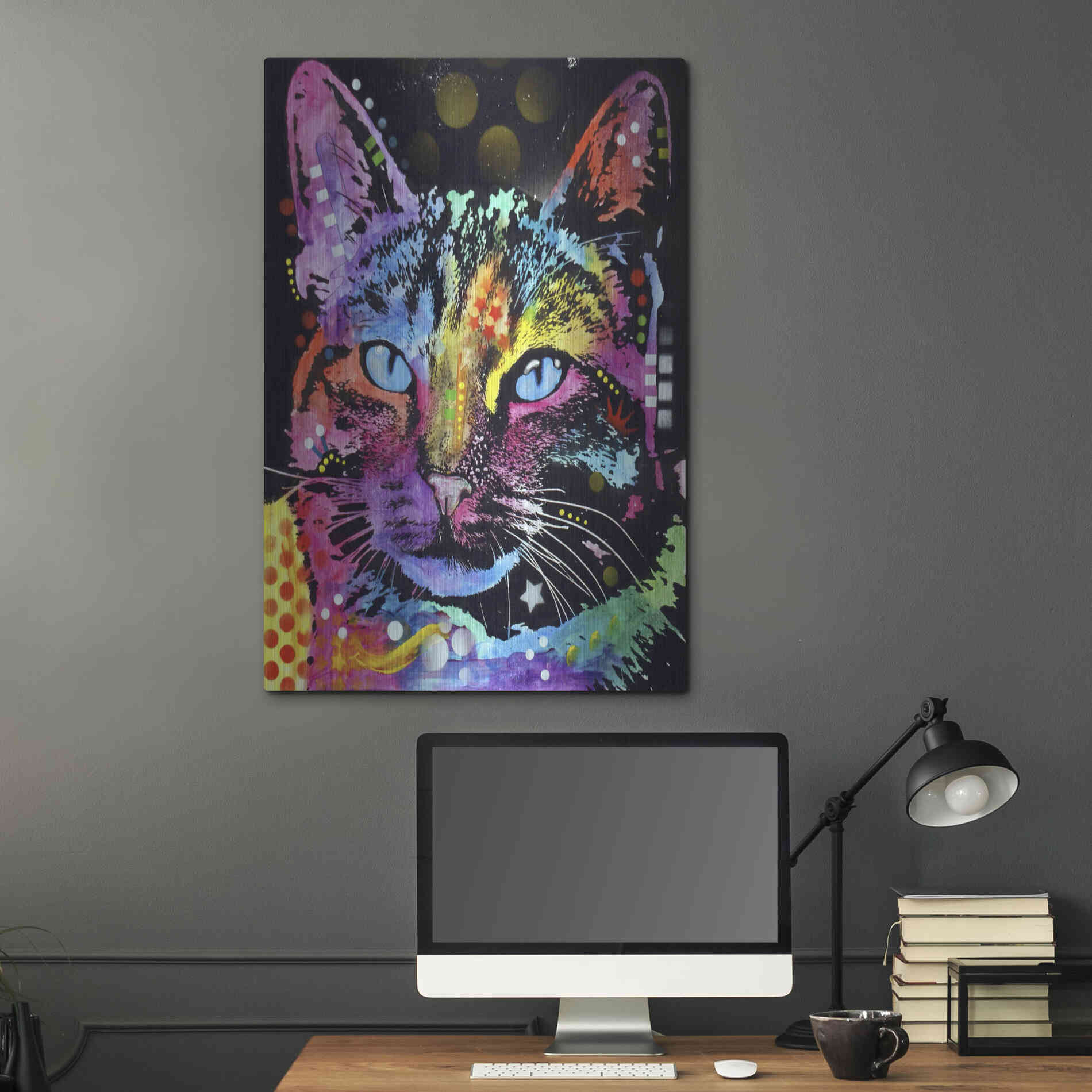 Luxe Metal Art 'Thoughtful Cat' by Dean Russo, Metal Wall Art,24x36