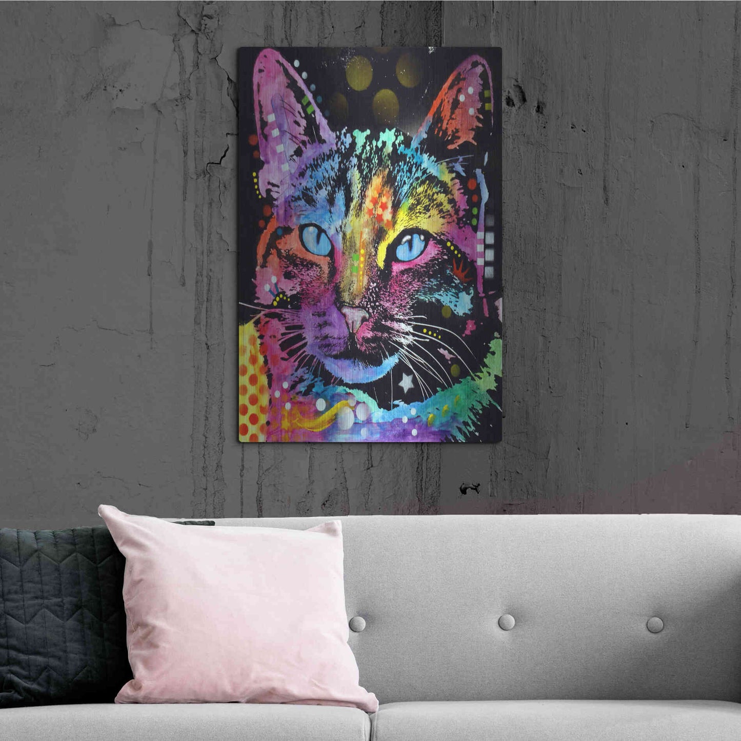 Luxe Metal Art 'Thoughtful Cat' by Dean Russo, Metal Wall Art,24x36