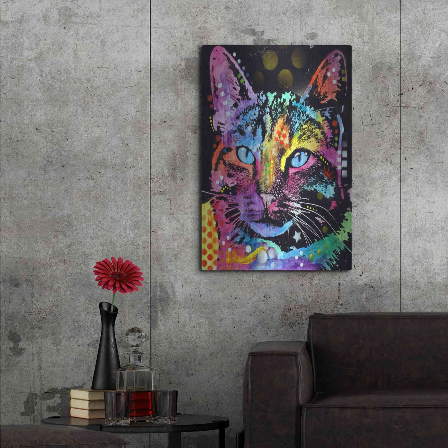 Luxe Metal Art 'Thoughtful Cat' by Dean Russo, Metal Wall Art,24x36