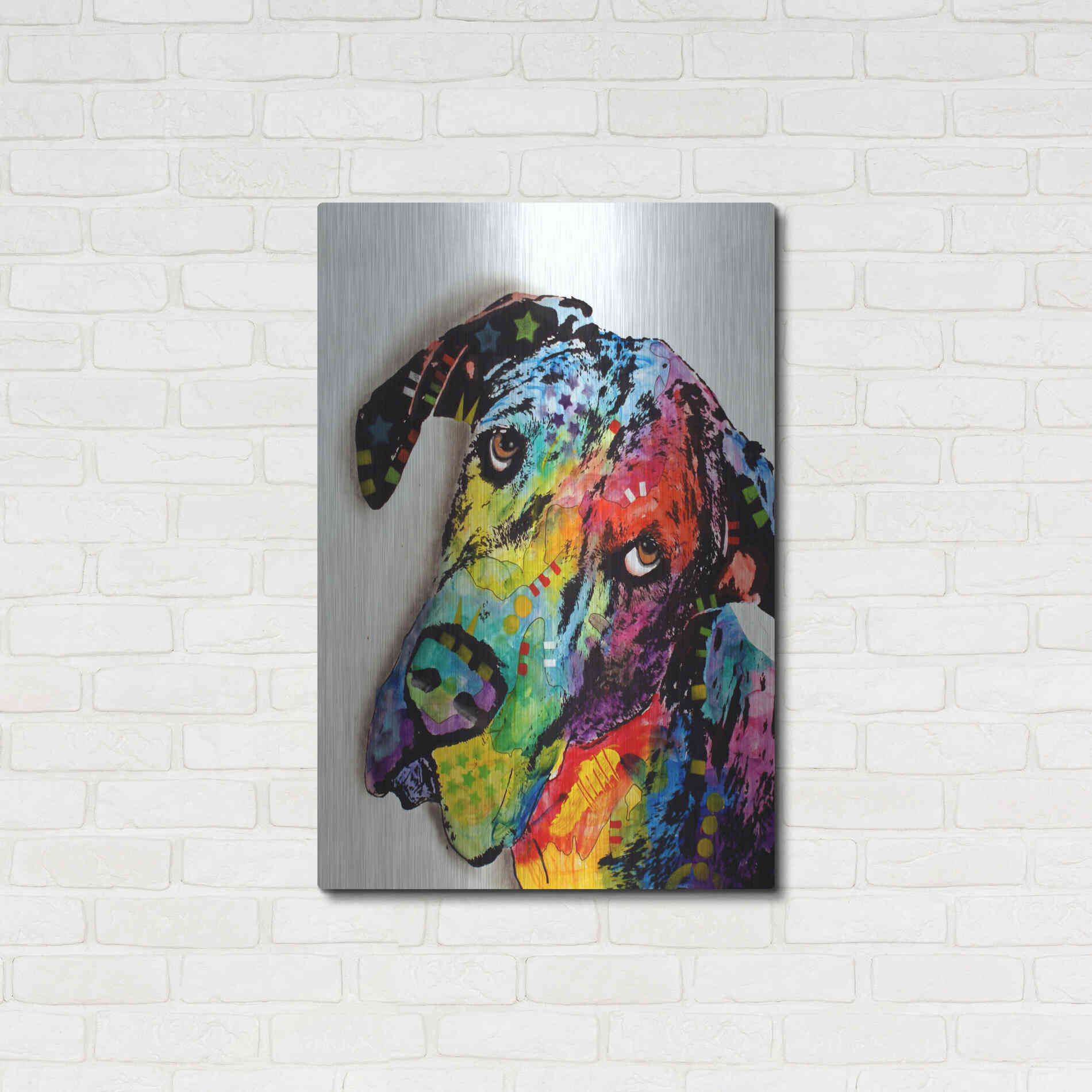 Luxe Metal Art 'Tilted Dane' by Dean Russo, Metal Wall Art,24x36