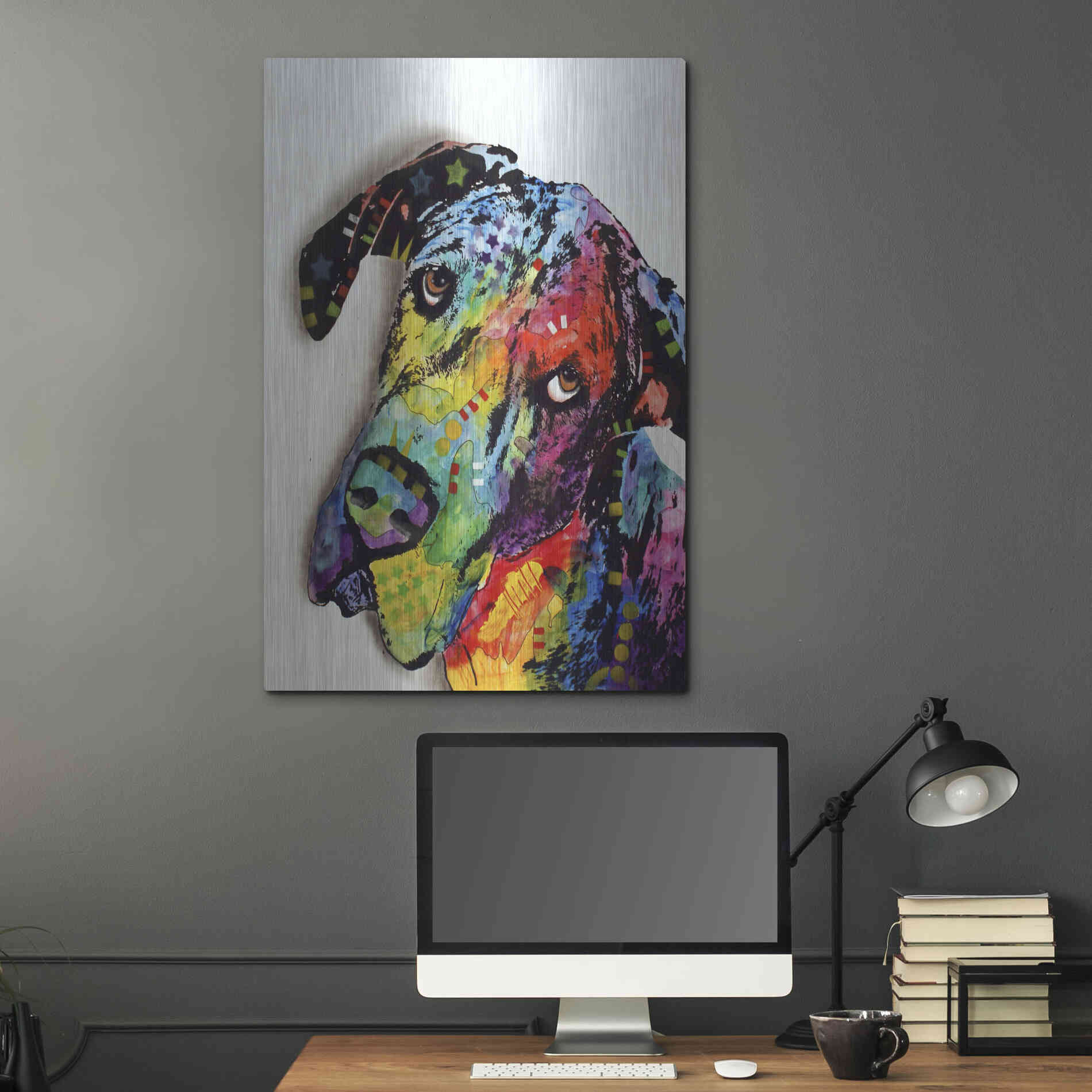 Luxe Metal Art 'Tilted Dane' by Dean Russo, Metal Wall Art,24x36