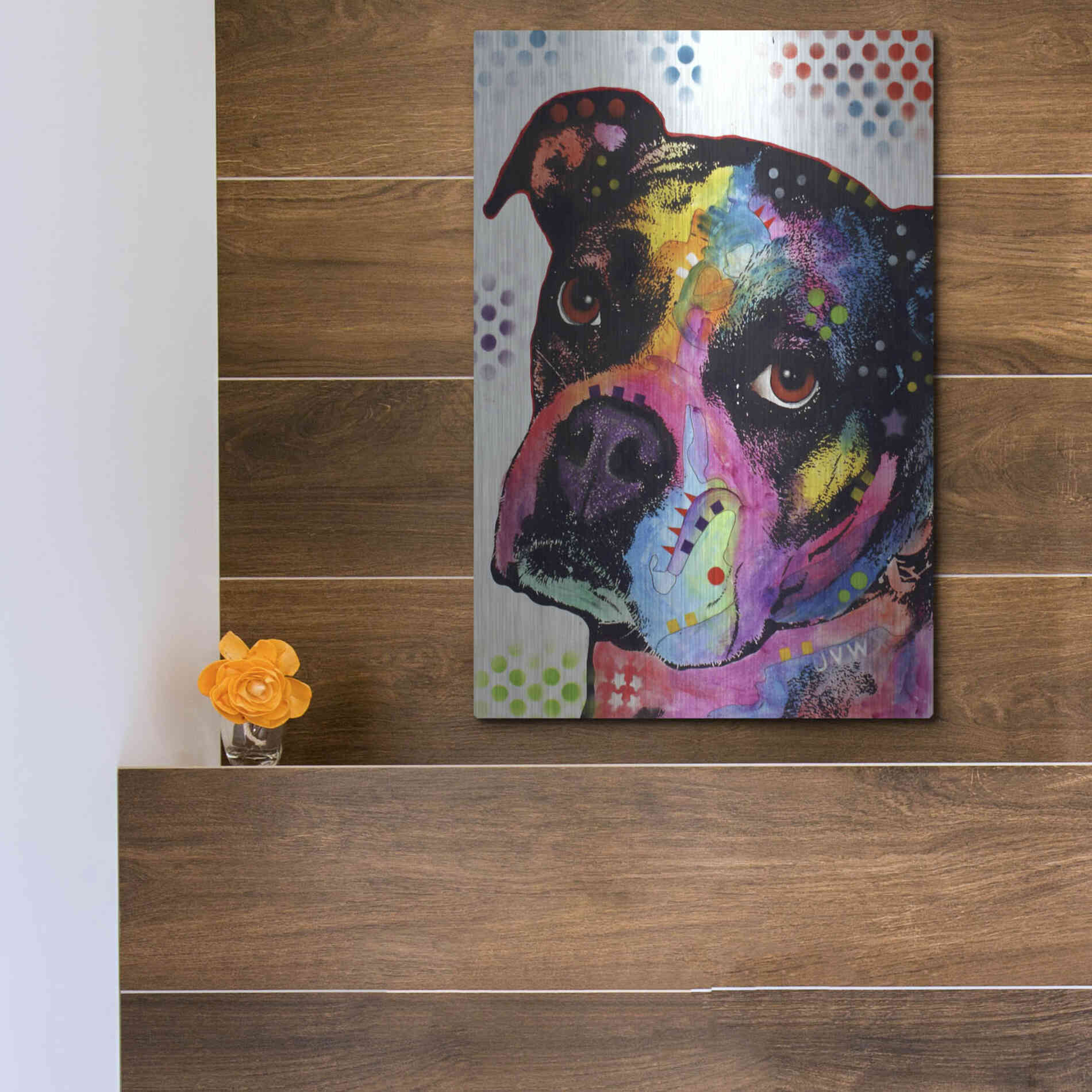 Luxe Metal Art 'Young Boxer' by Dean Russo, Metal Wall Art,12x16