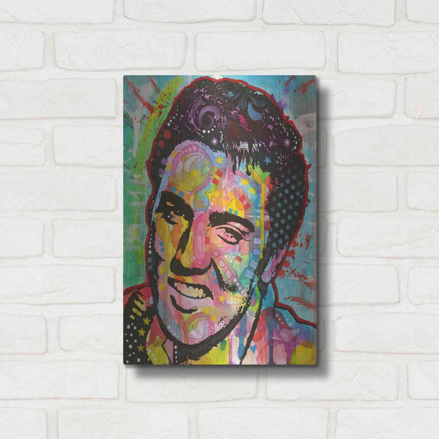 Luxe Metal Art 'Elvis' by Dean Russo, Metal Wall Art,12x16