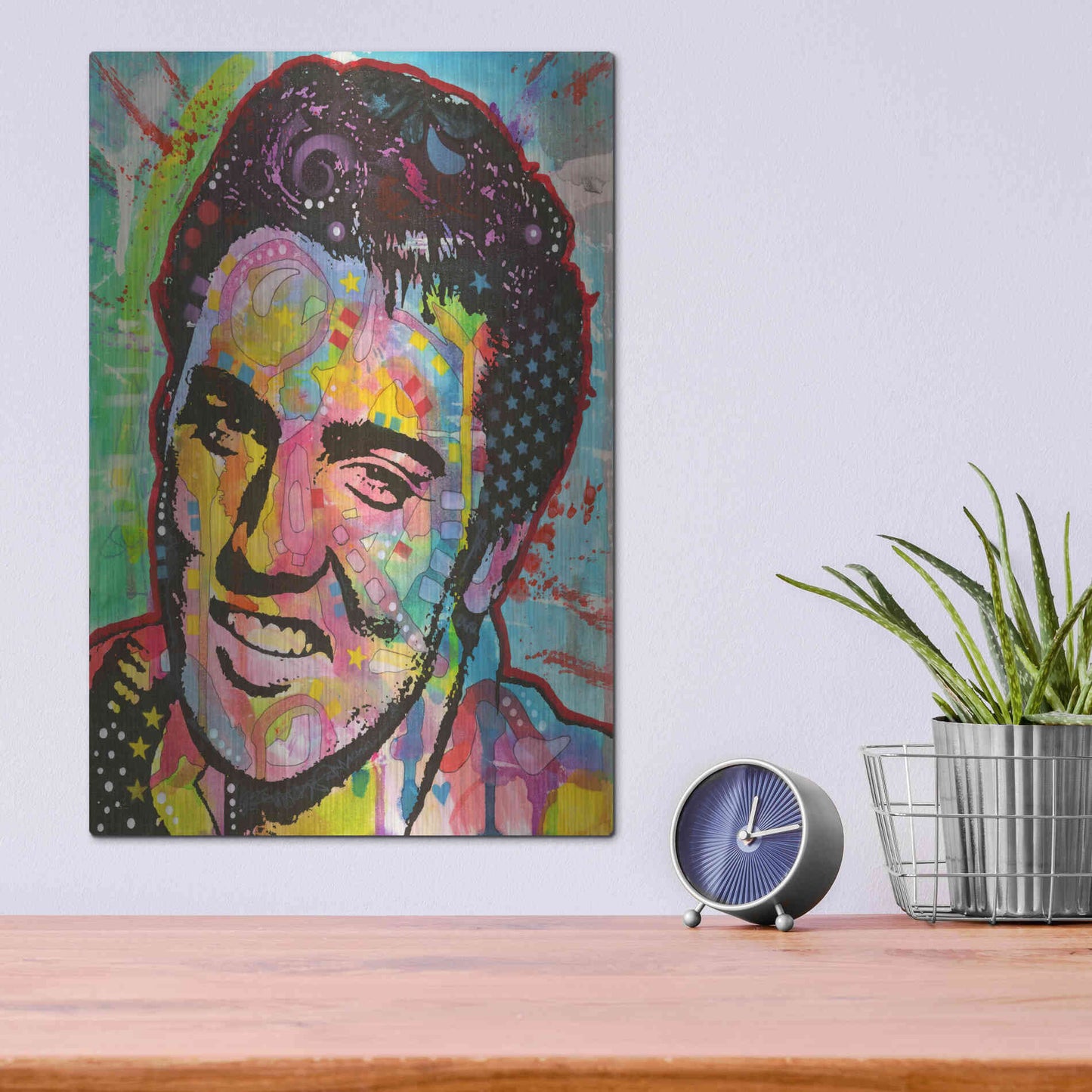 Luxe Metal Art 'Elvis' by Dean Russo, Metal Wall Art,12x16