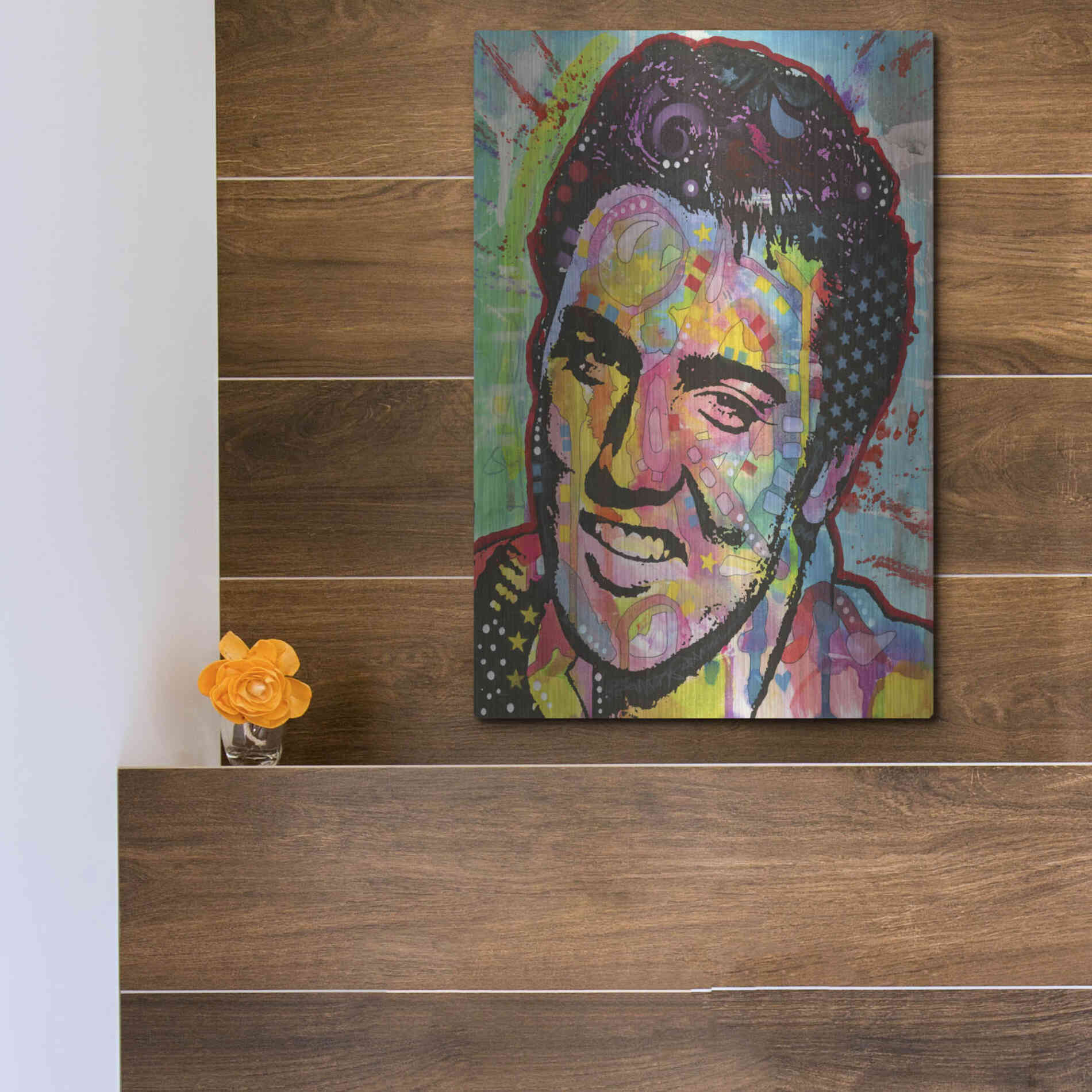 Luxe Metal Art 'Elvis' by Dean Russo, Metal Wall Art,12x16