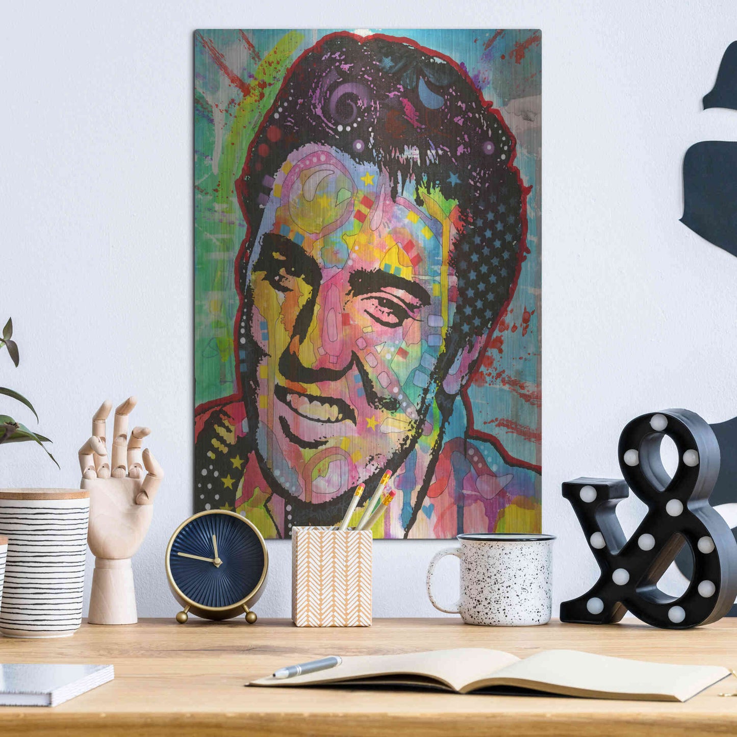 Luxe Metal Art 'Elvis' by Dean Russo, Metal Wall Art,12x16