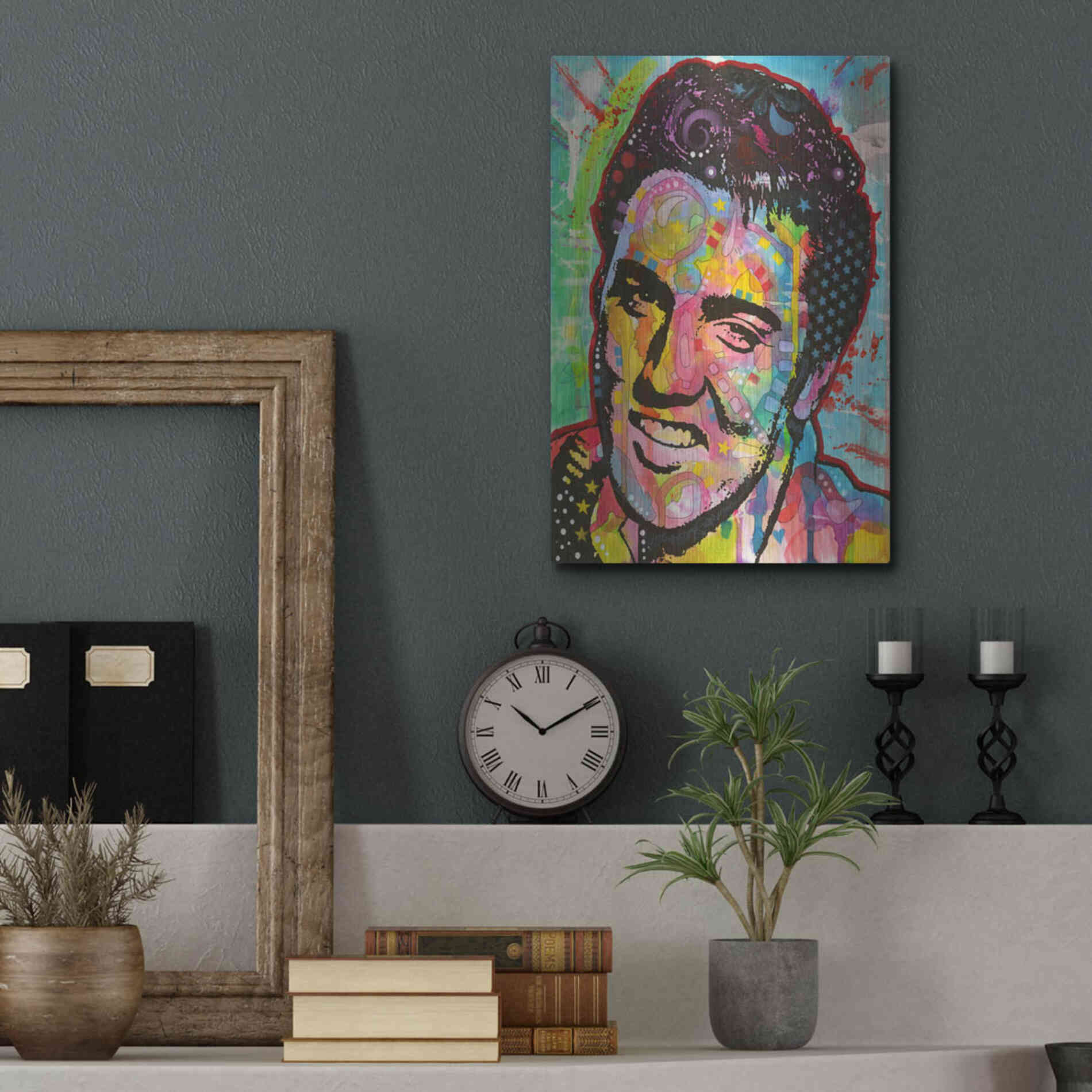 Luxe Metal Art 'Elvis' by Dean Russo, Metal Wall Art,12x16