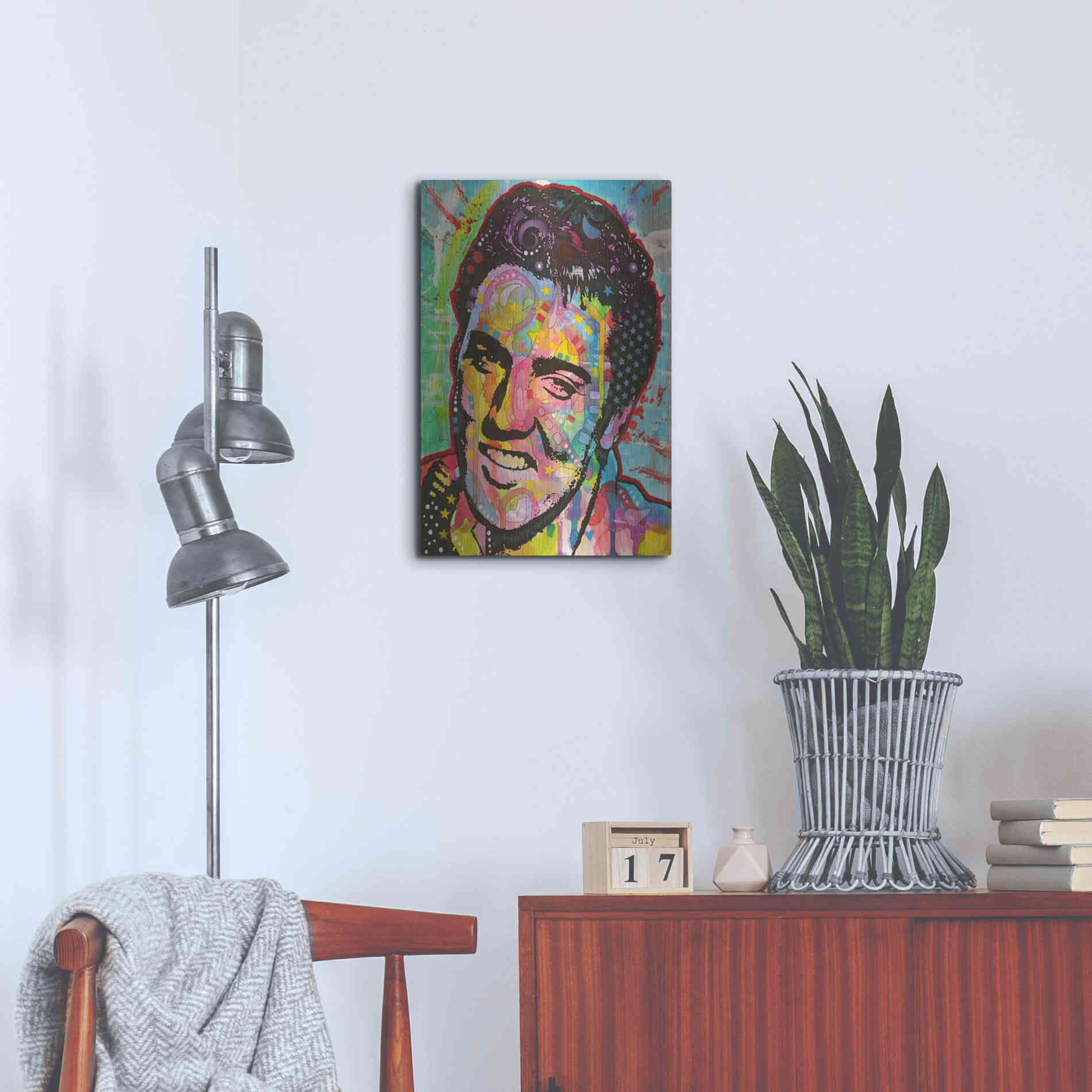Luxe Metal Art 'Elvis' by Dean Russo, Metal Wall Art,16x24