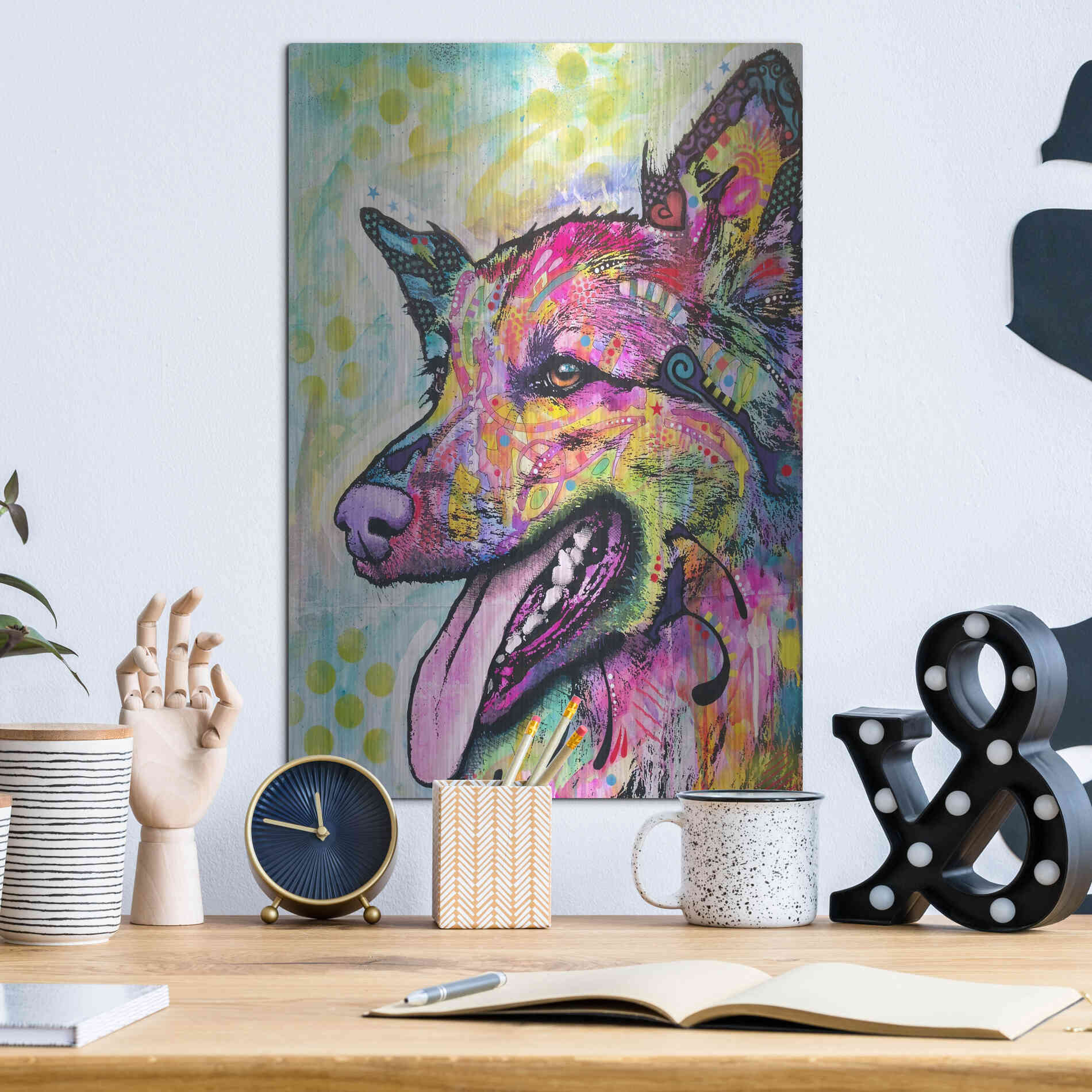 Luxe Metal Art 'All The Love' by Dean Russo, Metal Wall Art,12x16