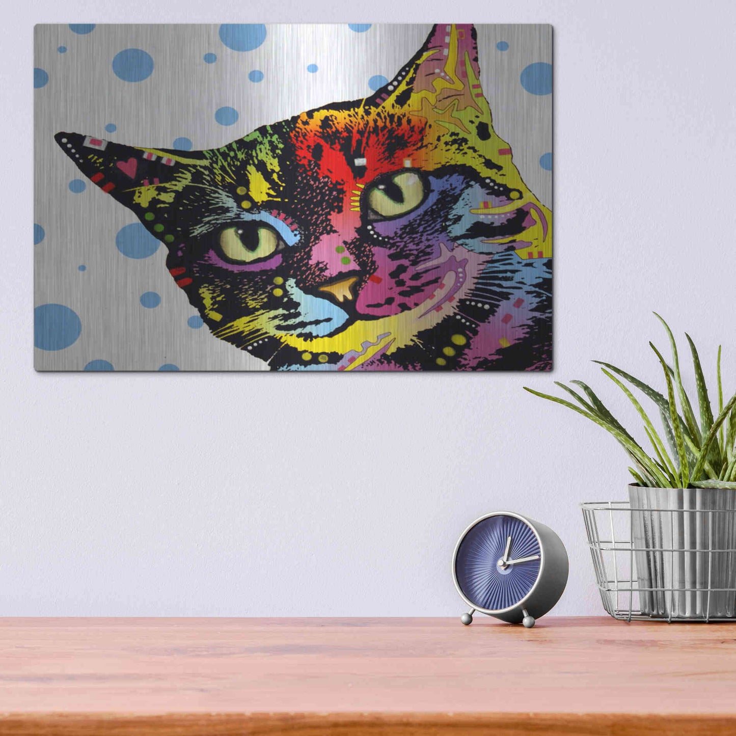 Luxe Metal Art 'The Pop Cat' by Dean Russo, Metal Wall Art,16x12