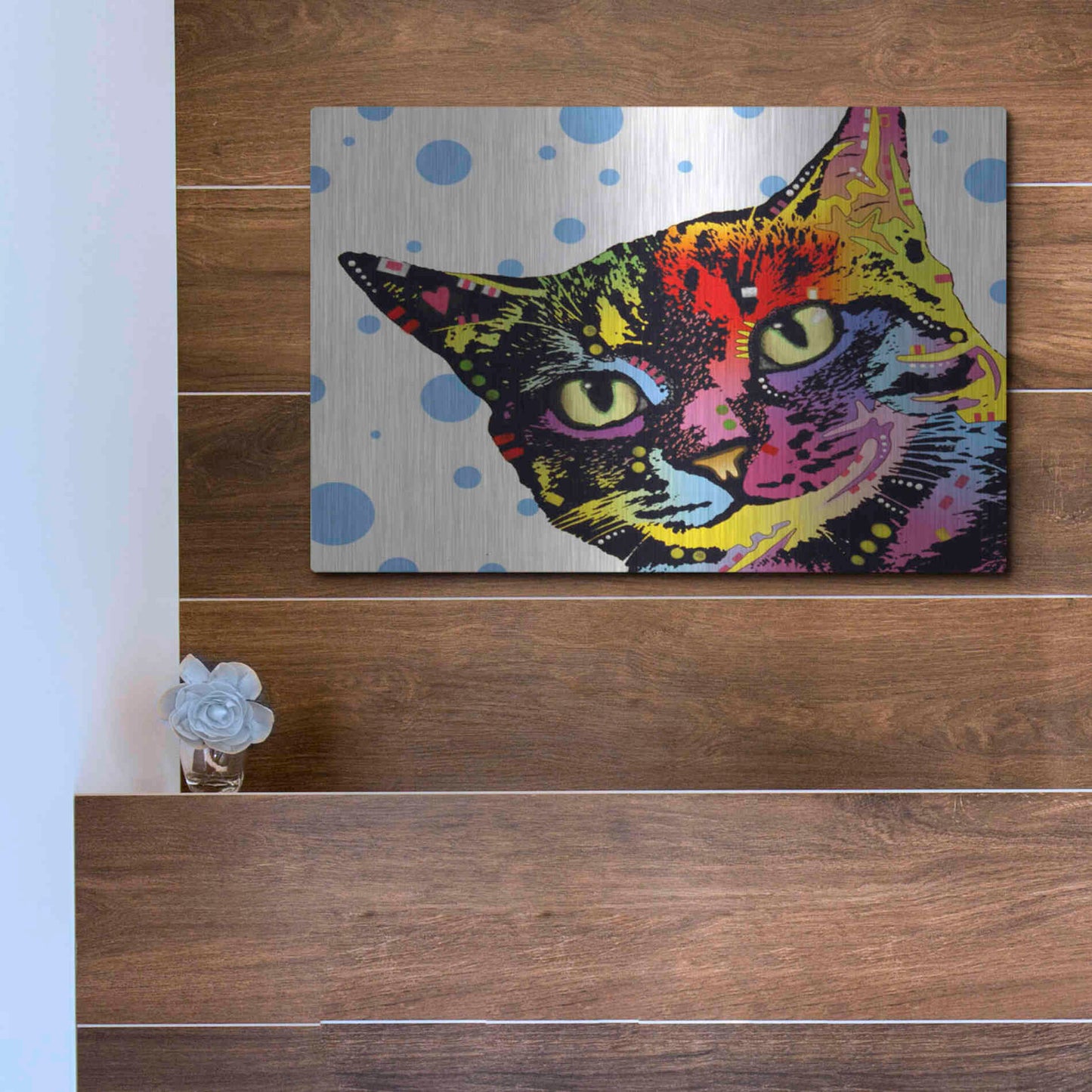 Luxe Metal Art 'The Pop Cat' by Dean Russo, Metal Wall Art,16x12