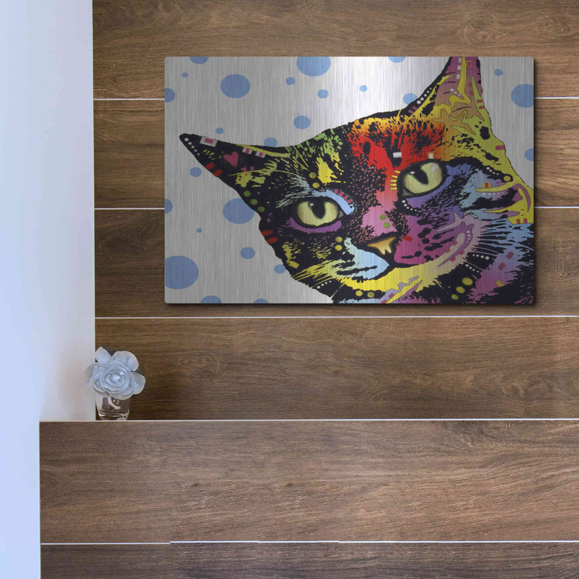 Luxe Metal Art 'The Pop Cat' by Dean Russo, Metal Wall Art,16x12