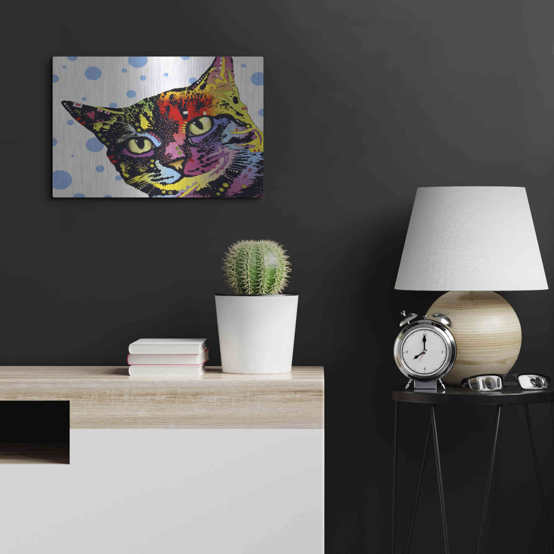 Luxe Metal Art 'The Pop Cat' by Dean Russo, Metal Wall Art,24x16