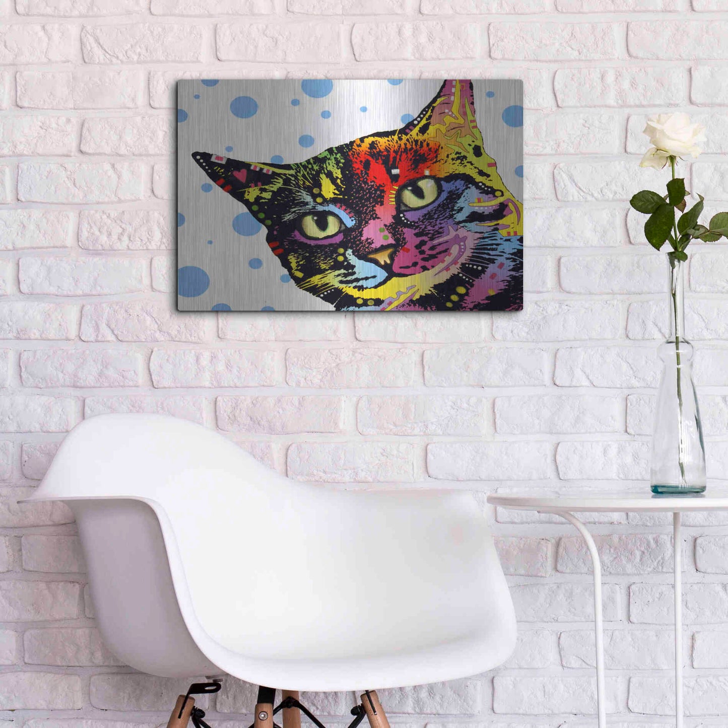 Luxe Metal Art 'The Pop Cat' by Dean Russo, Metal Wall Art,24x16