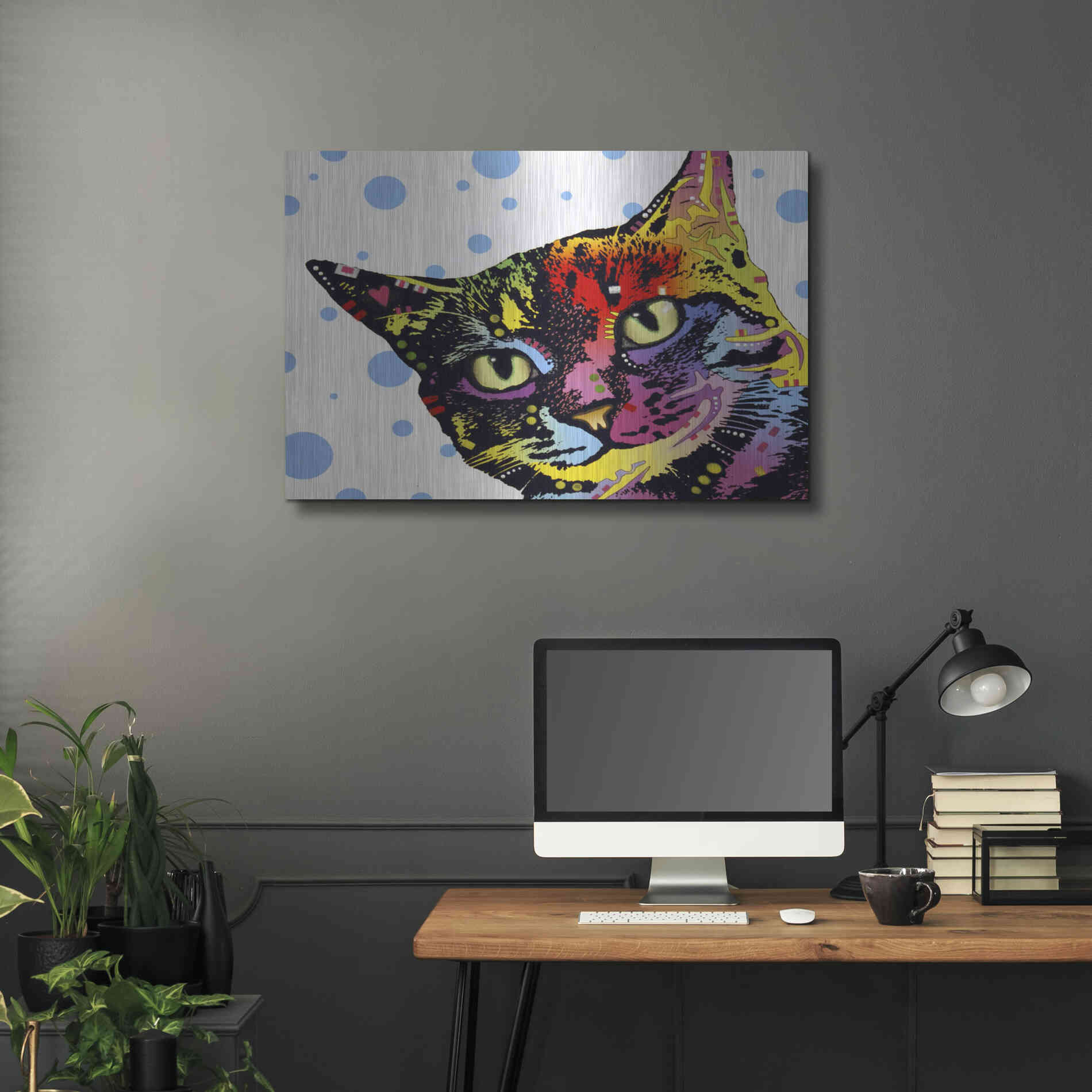 Luxe Metal Art 'The Pop Cat' by Dean Russo, Metal Wall Art,36x24