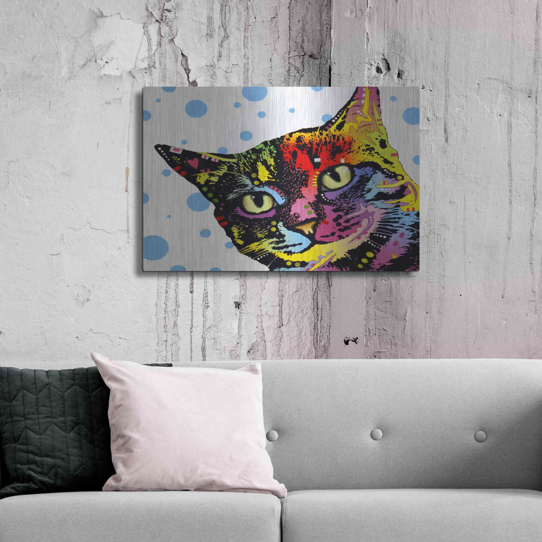 Luxe Metal Art 'The Pop Cat' by Dean Russo, Metal Wall Art,36x24