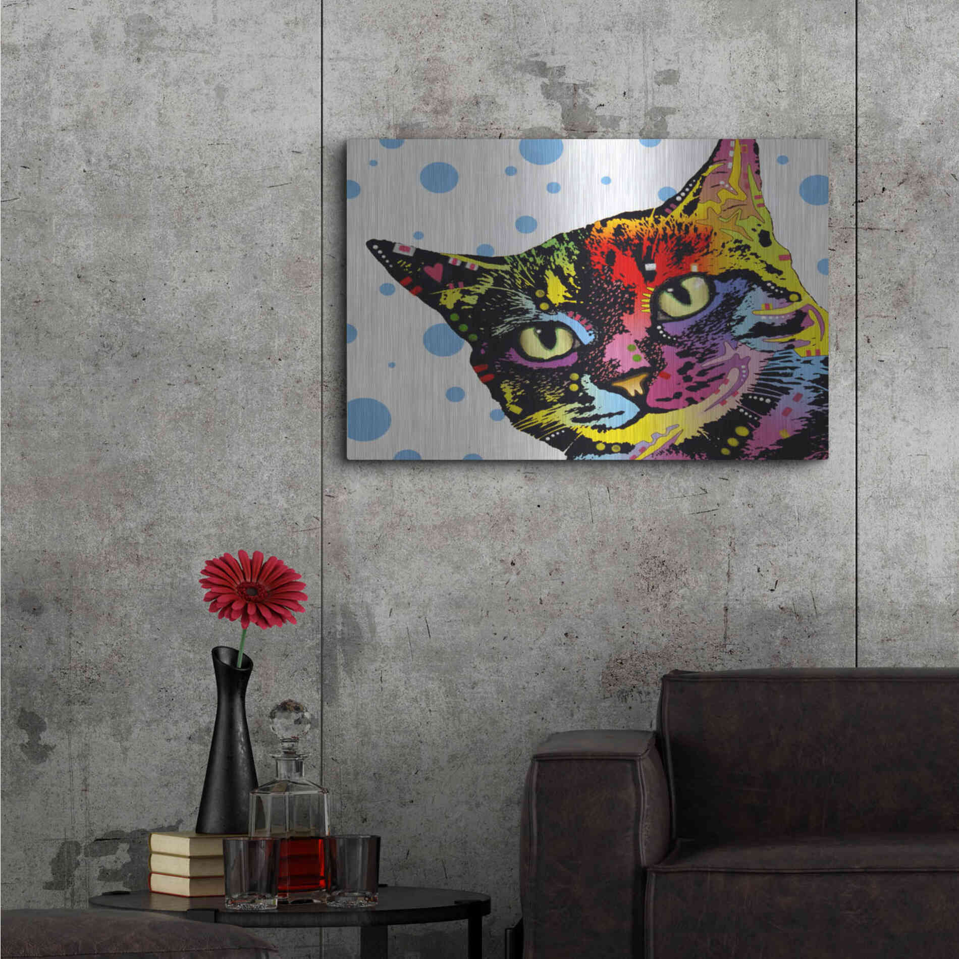 Luxe Metal Art 'The Pop Cat' by Dean Russo, Metal Wall Art,36x24