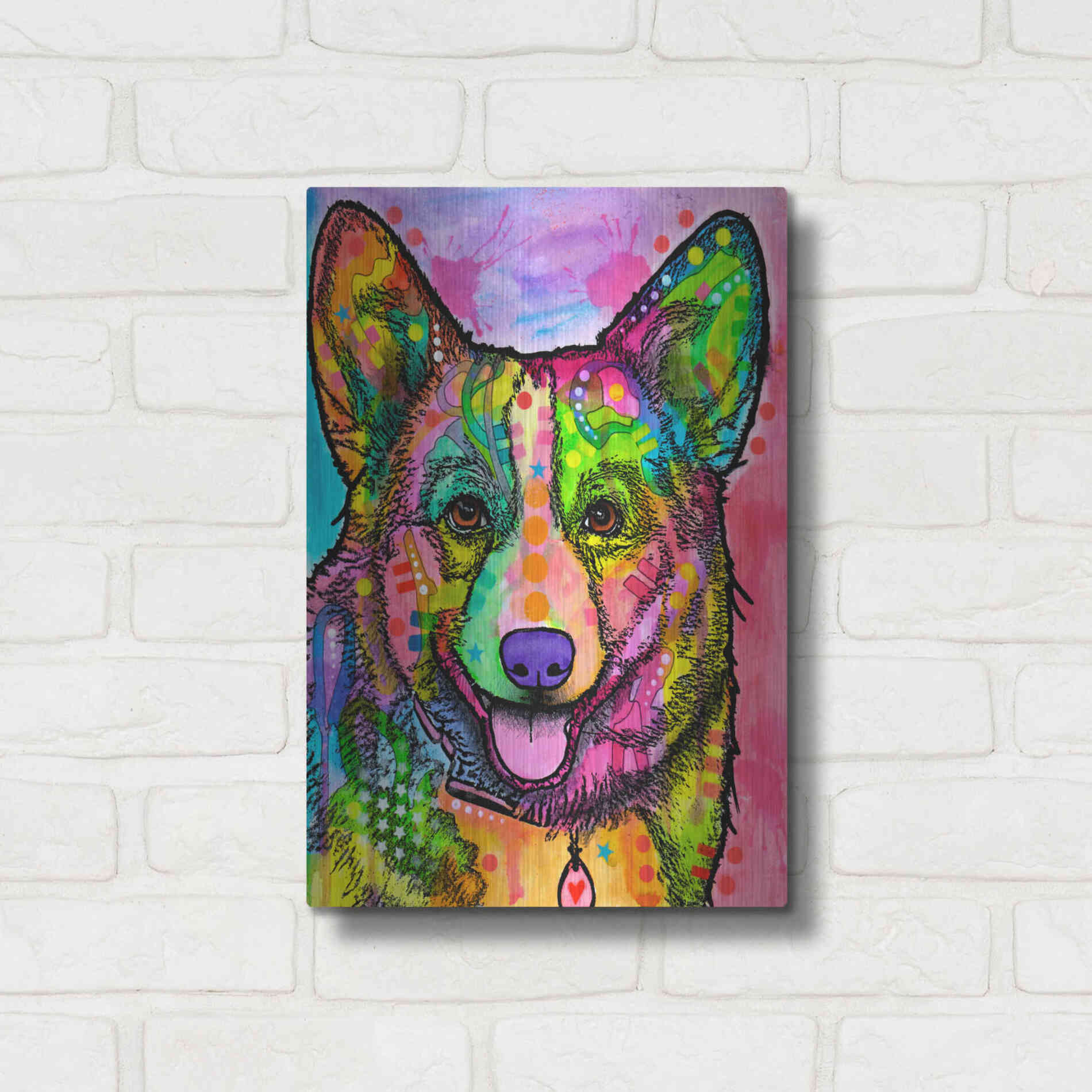 Luxe Metal Art 'Corgi Ii' by Dean Russo, Metal Wall Art,12x16