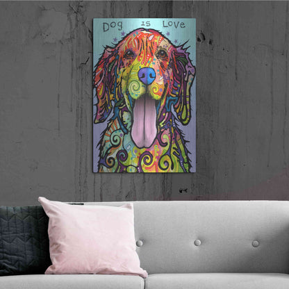 Luxe Metal Art 'Dog Is Love' by Dean Russo, Metal Wall Art,24x36