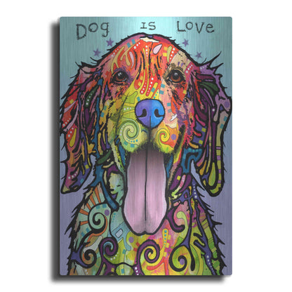 Luxe Metal Art 'Dog Is Love' by Dean Russo, Metal Wall Art