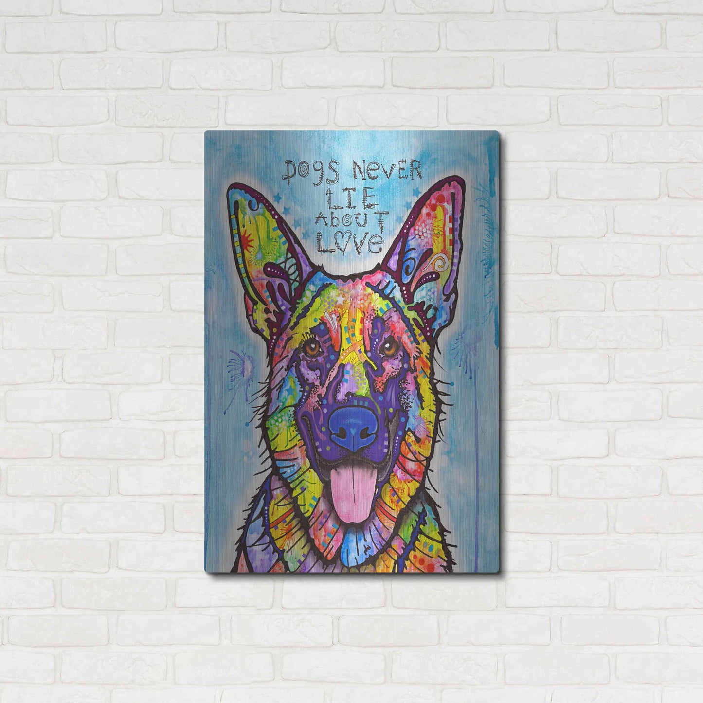 Luxe Metal Art 'Dogs Never Lie' by Dean Russo, Metal Wall Art,24x36