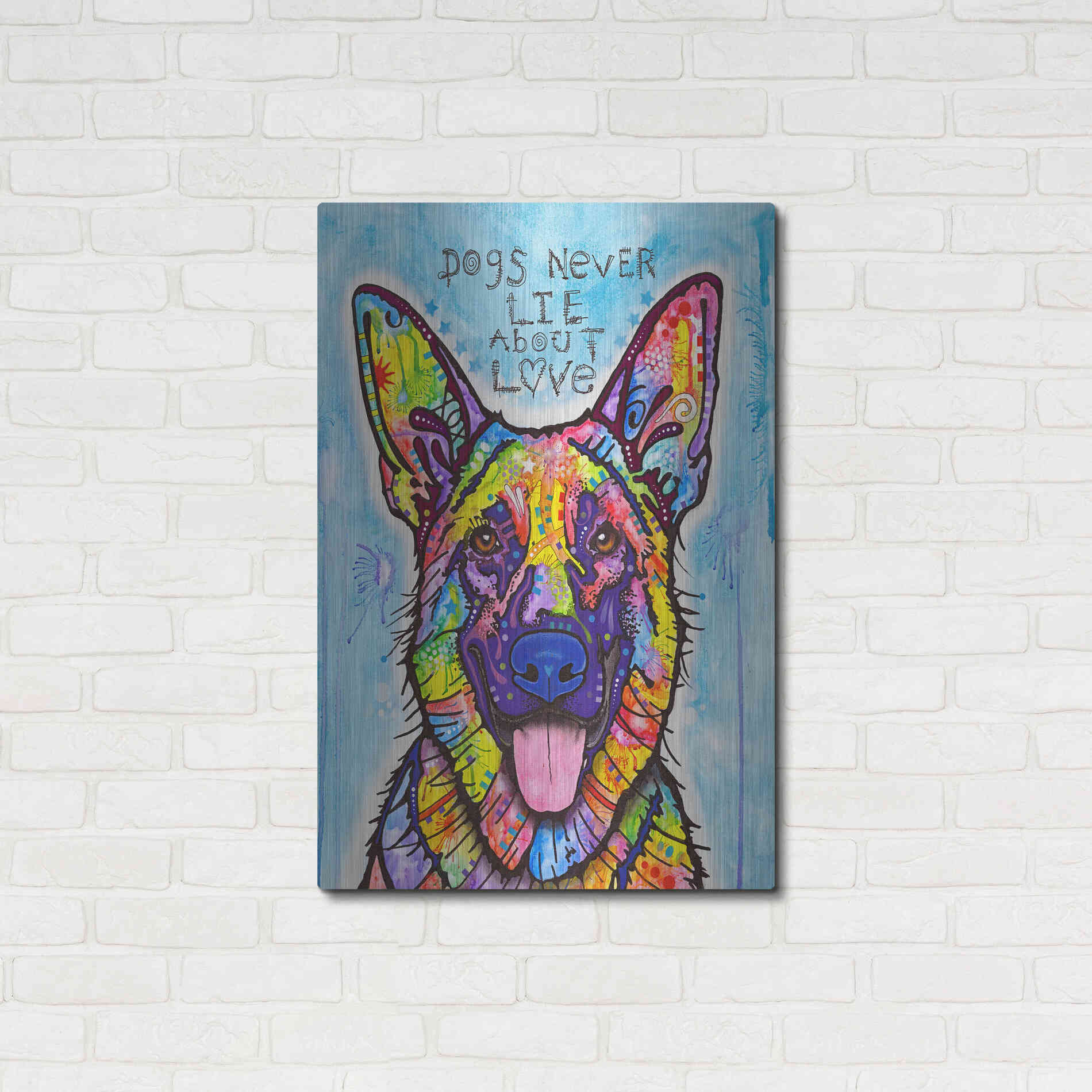 Luxe Metal Art 'Dogs Never Lie' by Dean Russo, Metal Wall Art,24x36