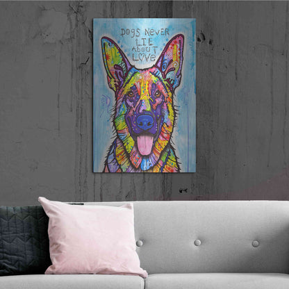 Luxe Metal Art 'Dogs Never Lie' by Dean Russo, Metal Wall Art,24x36