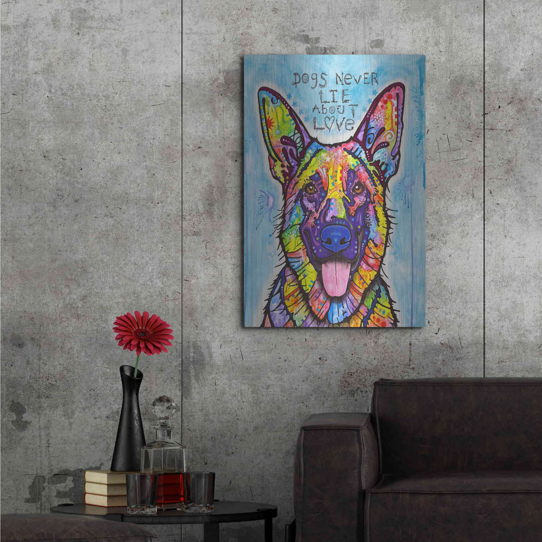 Luxe Metal Art 'Dogs Never Lie' by Dean Russo, Metal Wall Art,24x36