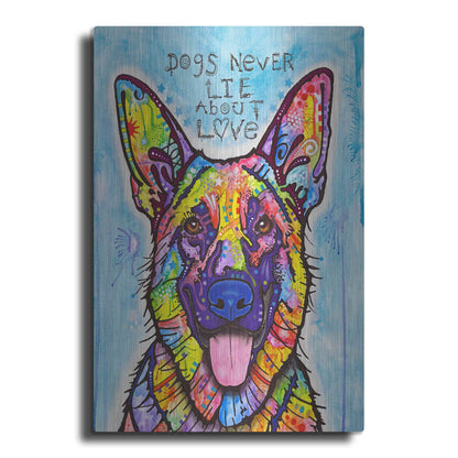 Luxe Metal Art 'Dogs Never Lie' by Dean Russo, Metal Wall Art