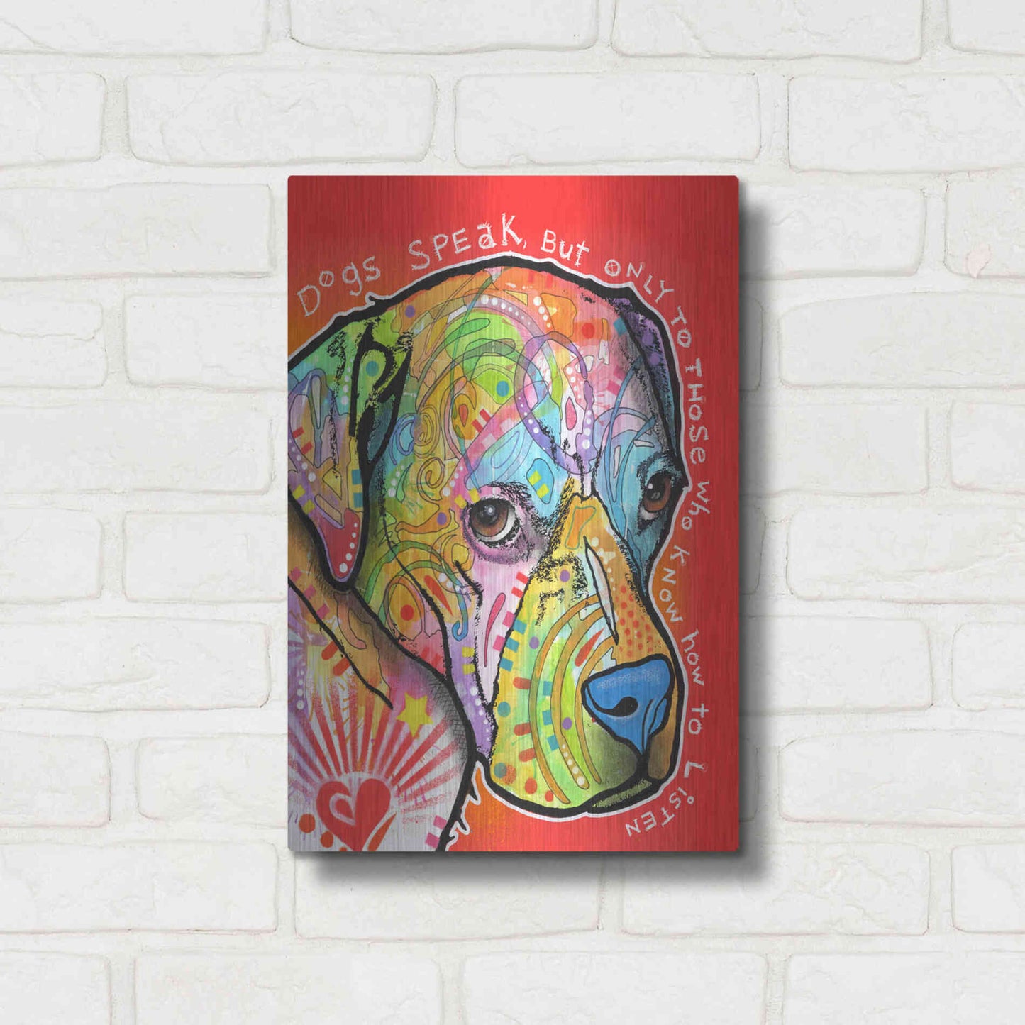 Luxe Metal Art 'Dogs Speak' by Dean Russo, Metal Wall Art,12x16