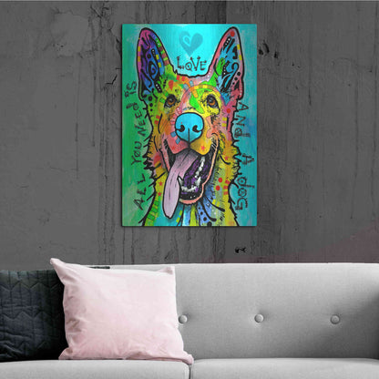 Luxe Metal Art 'Love And A Dog' by Dean Russo, Metal Wall Art,24x36