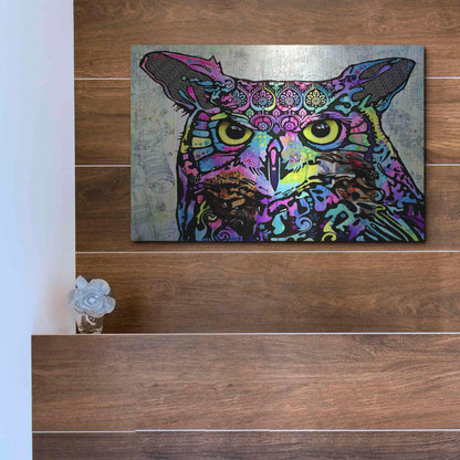 Luxe Metal Art 'The Owl' by Dean Russo, Metal Wall Art,16x12