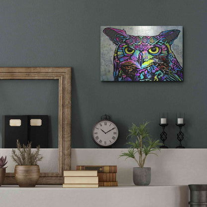 Luxe Metal Art 'The Owl' by Dean Russo, Metal Wall Art,16x12