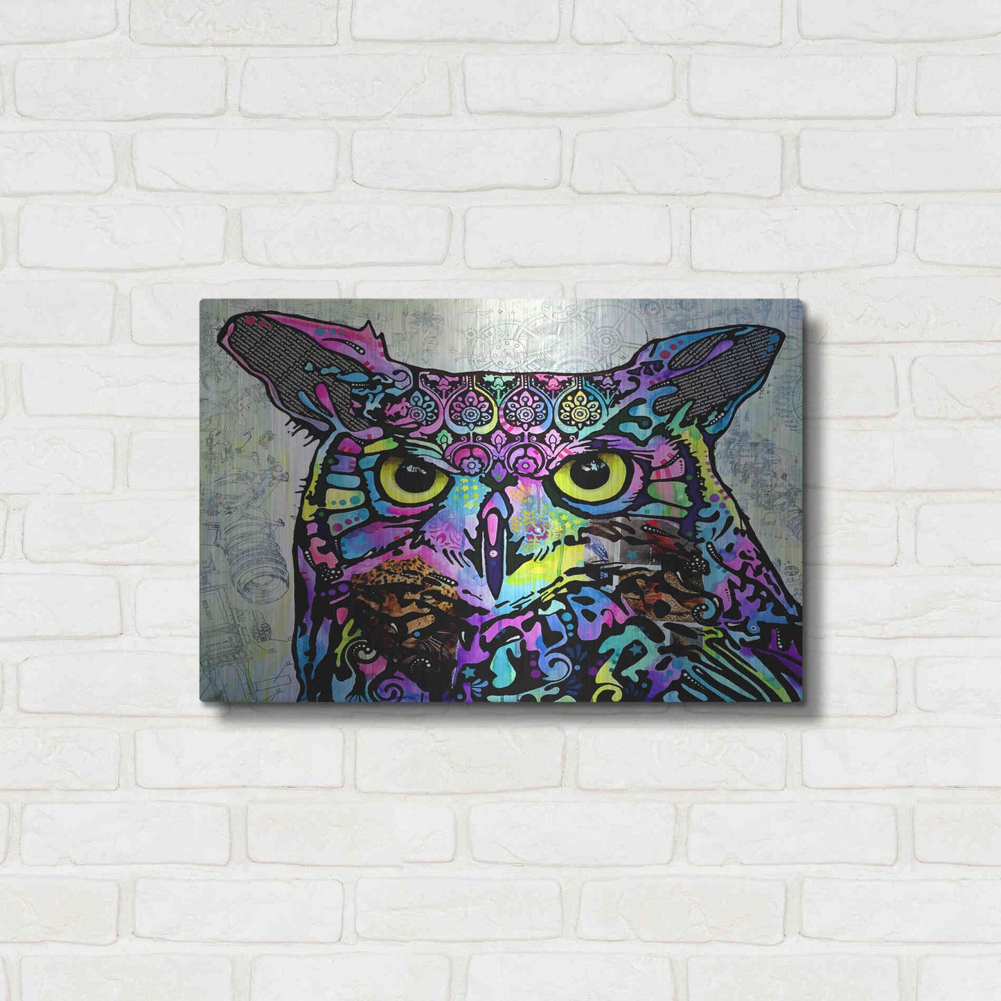 Luxe Metal Art 'The Owl' by Dean Russo, Metal Wall Art,24x16