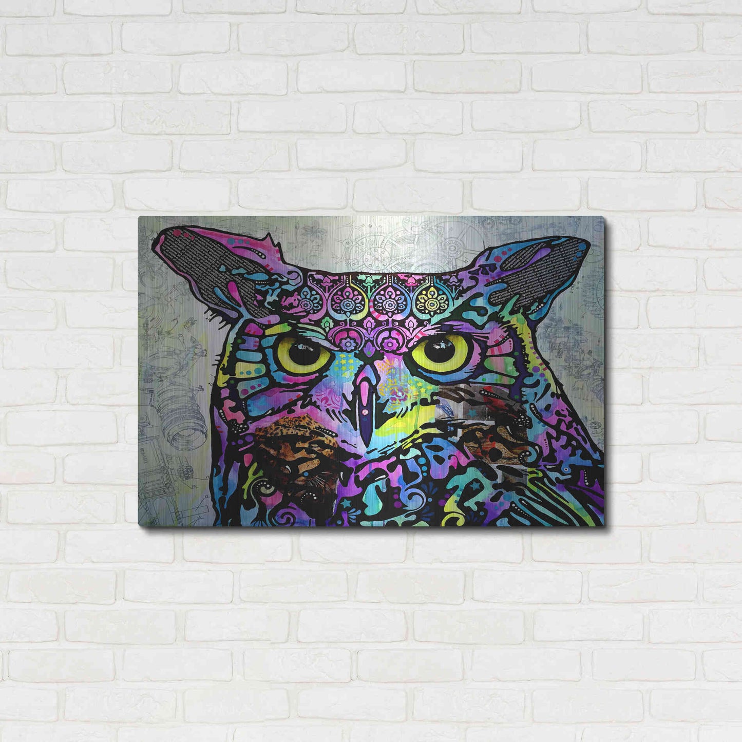 Luxe Metal Art 'The Owl' by Dean Russo, Metal Wall Art,36x24