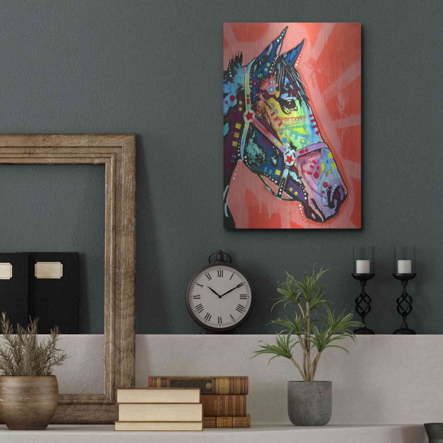 Luxe Metal Art 'Wc Horse 3' by Dean Russo, Metal Wall Art,12x16