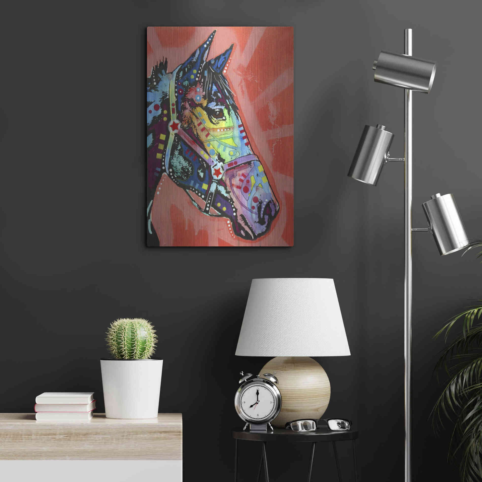 Luxe Metal Art 'Wc Horse 3' by Dean Russo, Metal Wall Art,16x24