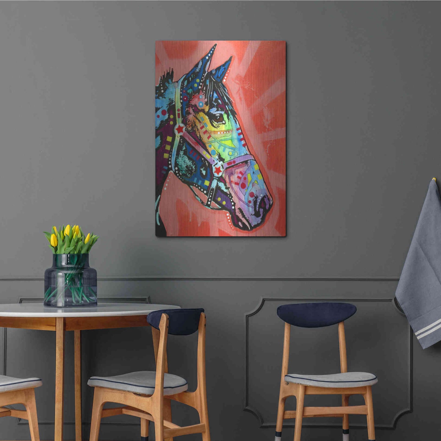 Luxe Metal Art 'Wc Horse 3' by Dean Russo, Metal Wall Art,24x36