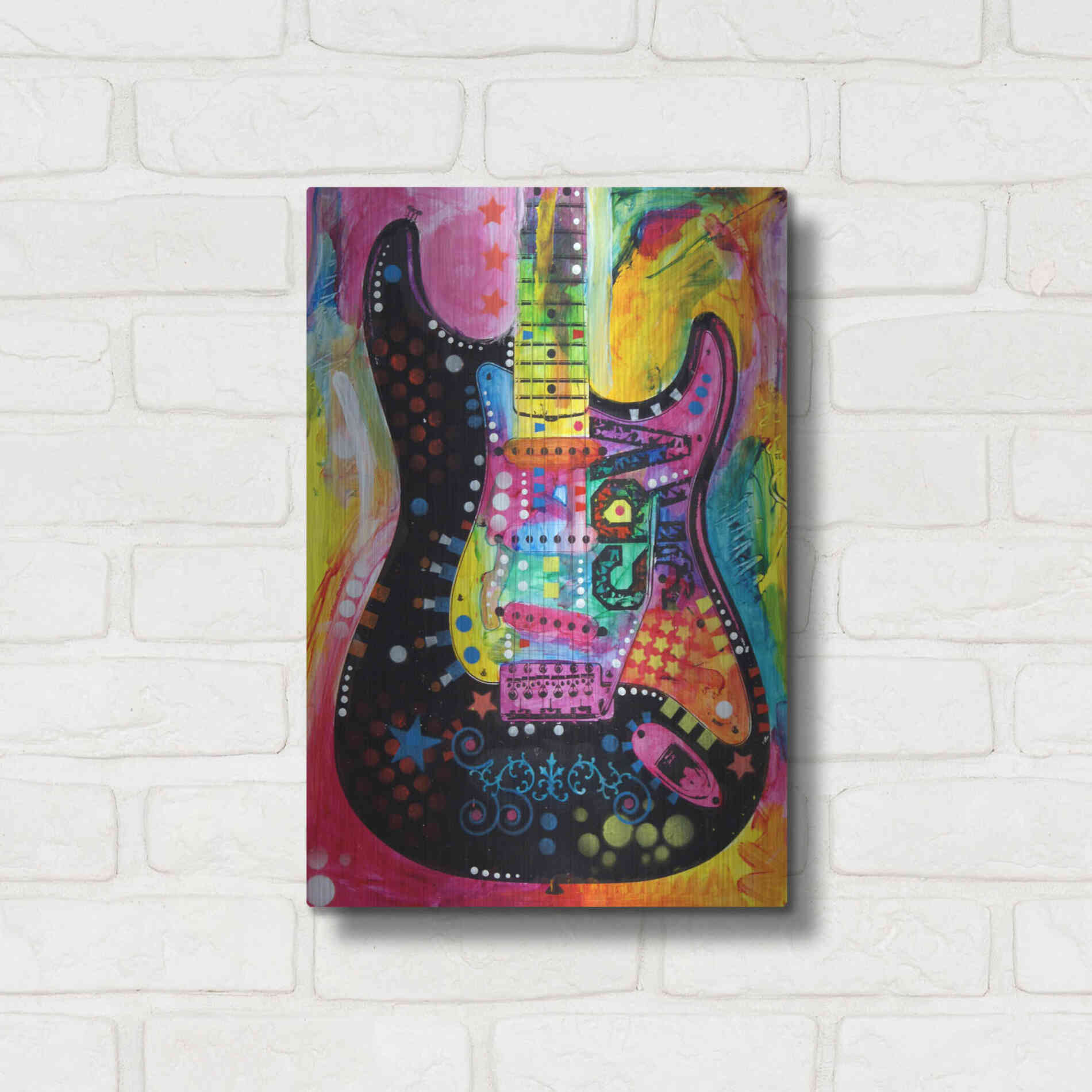 Luxe Metal Art 'Lenny Strat' by Dean Russo, Metal Wall Art,12x16